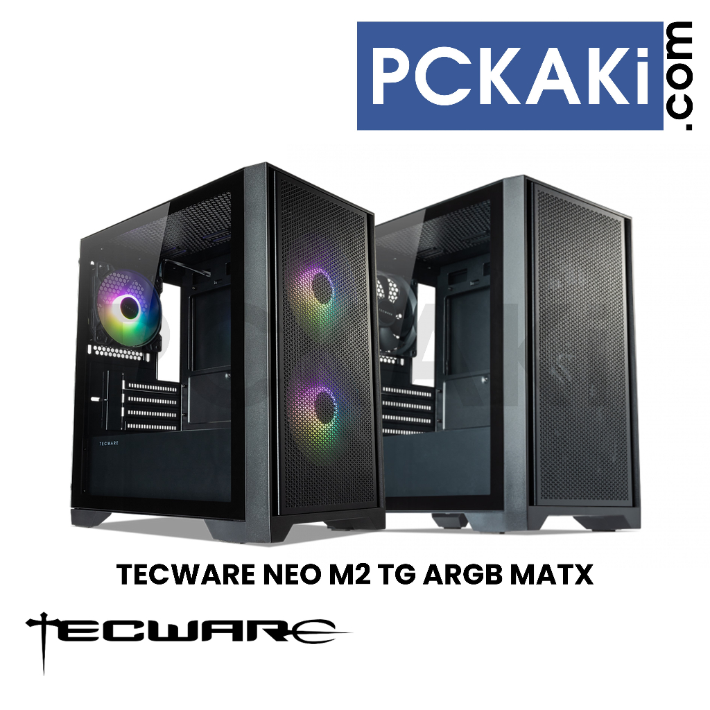 Tecware Forge M2 Gaming Desktop Case with 3x 12cm ARGB Fans (Black