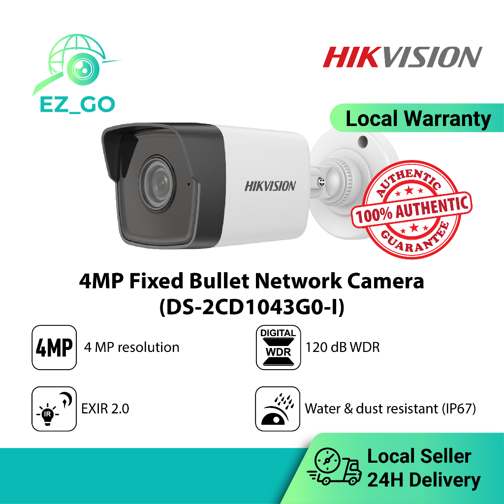 [Authentic] Hikvision Fixed Bullet Network Camera DS-2CD1043G0-I ...