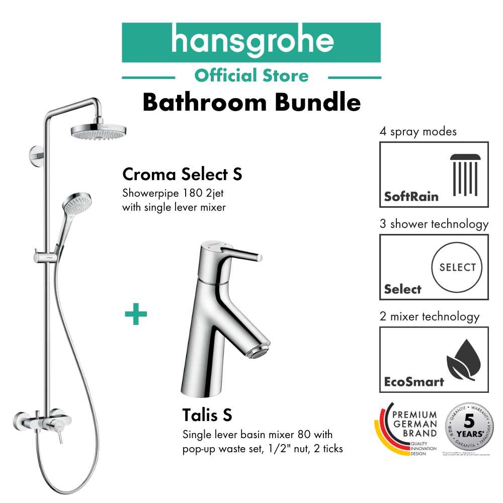 hansgrohe bathroom bundle Croma Select S shower system 180 with