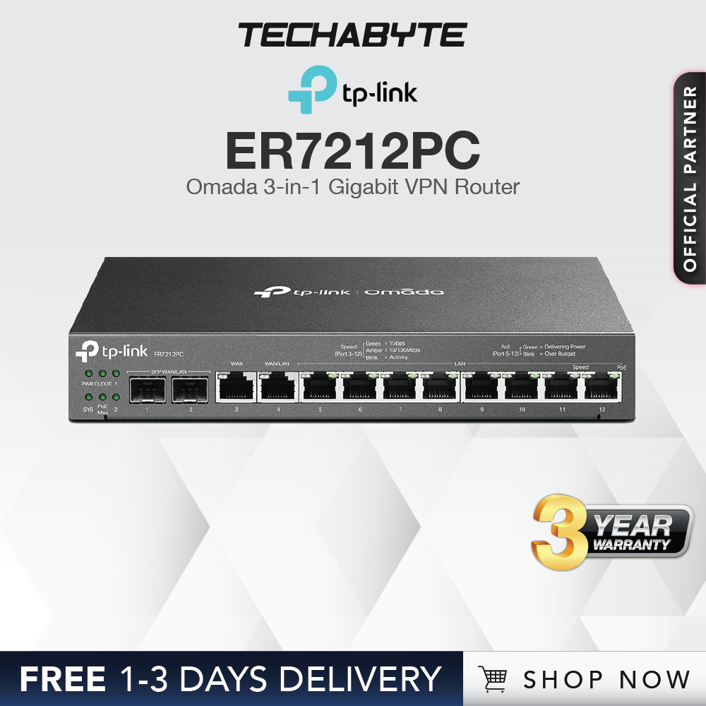 TP-Link ER7212PC | Omada 3-in-1 VPN Router with PoE+ and Controller ...