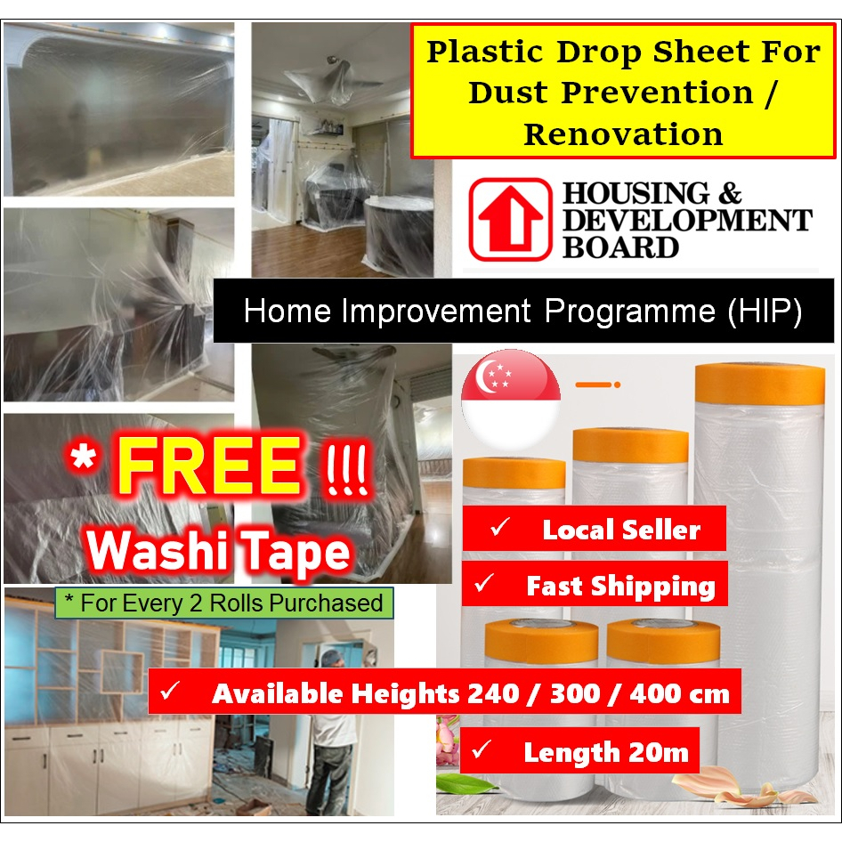 [SG Stocks] PreTaped Plastic Drop Sheet For Dust Prevention