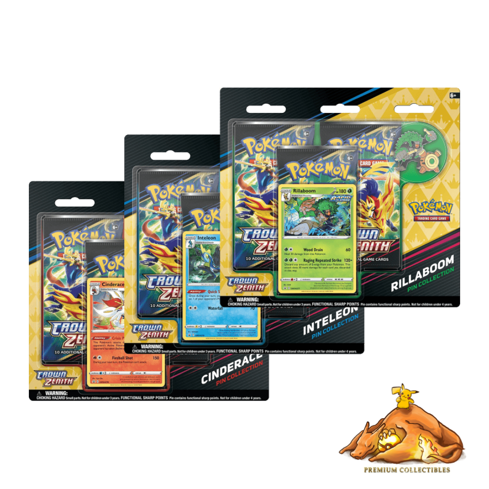 Pokemon TCG Crown Zenith Pin Collection Cinderace / Inteleon ...