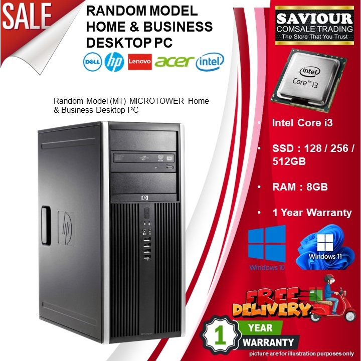 Refurbished Random Dell Lenovo Acer HP Intel Core i3 8GB 512 SSD Home & Business Desktop PC with 12 month warranty