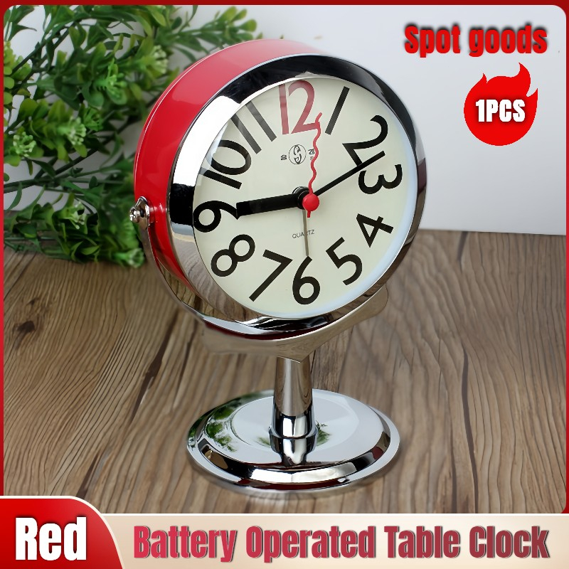 [Archer.]Red Table Clock Kitchen Clock Bedside Alarm Clock for Living