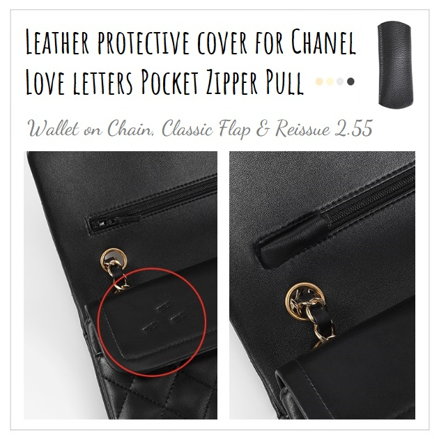 Leather Zipper Pull cover for Wallet on Chain Chanel Classic Flap and Reissue 2.55 Bags Love Letters Pocket Zipper Pull