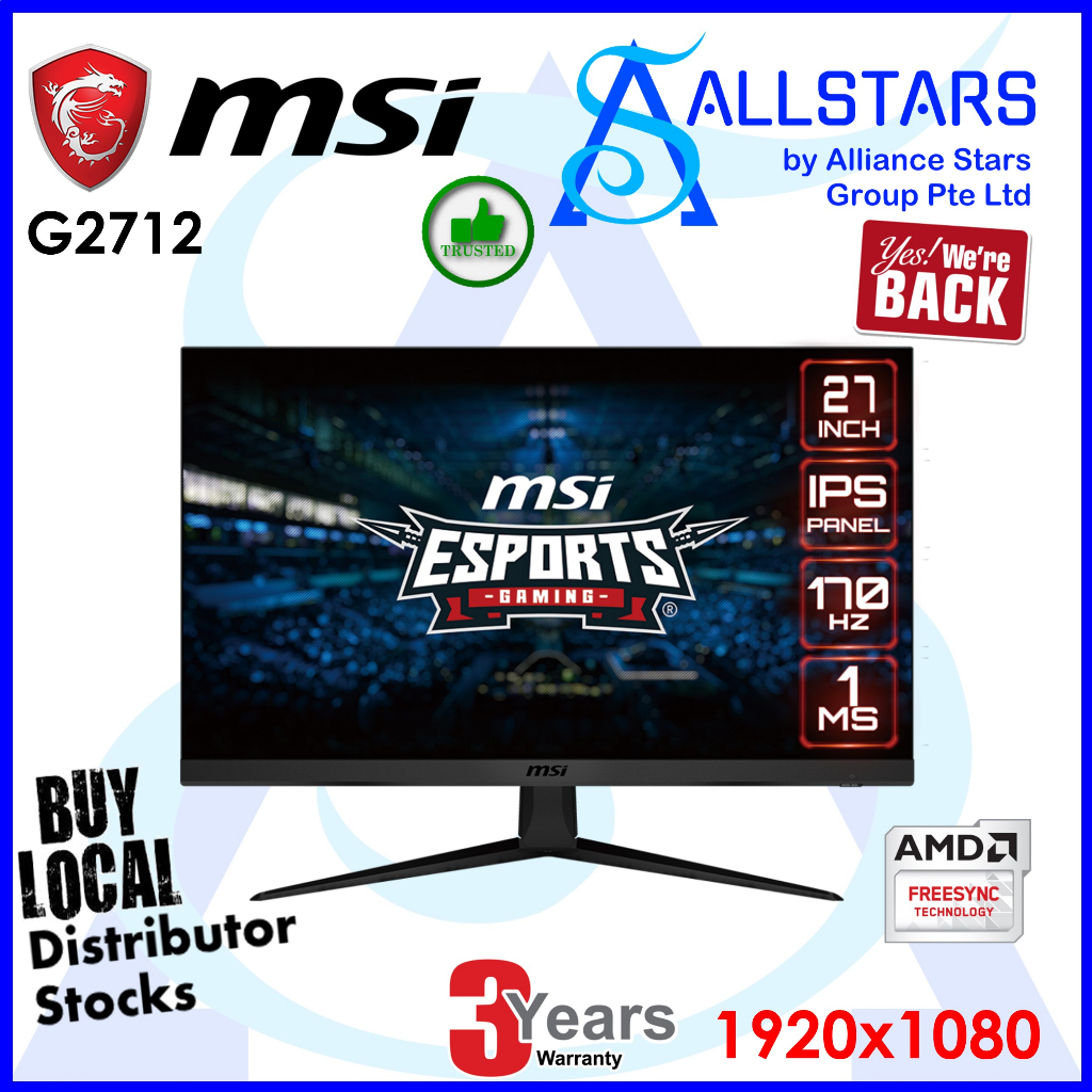 Msi G2712 27 Inch Full Hd Gaming Monitor (ips, 170hz Via Dp, Hdmi X2 