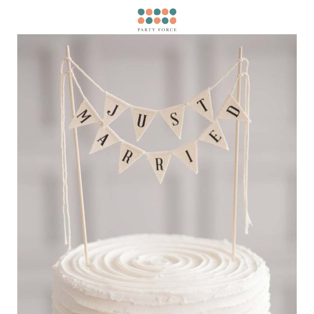 [SG Seller] - Just married Triangle Banner Cake topper for Wedding ...