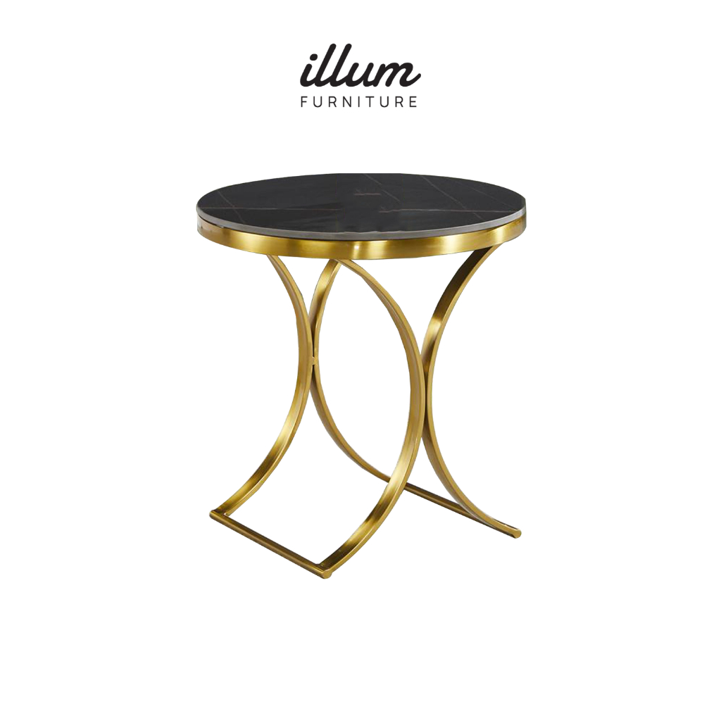 illum Nice Side Table Sintered Stone Top Metal Frame Modern Design
