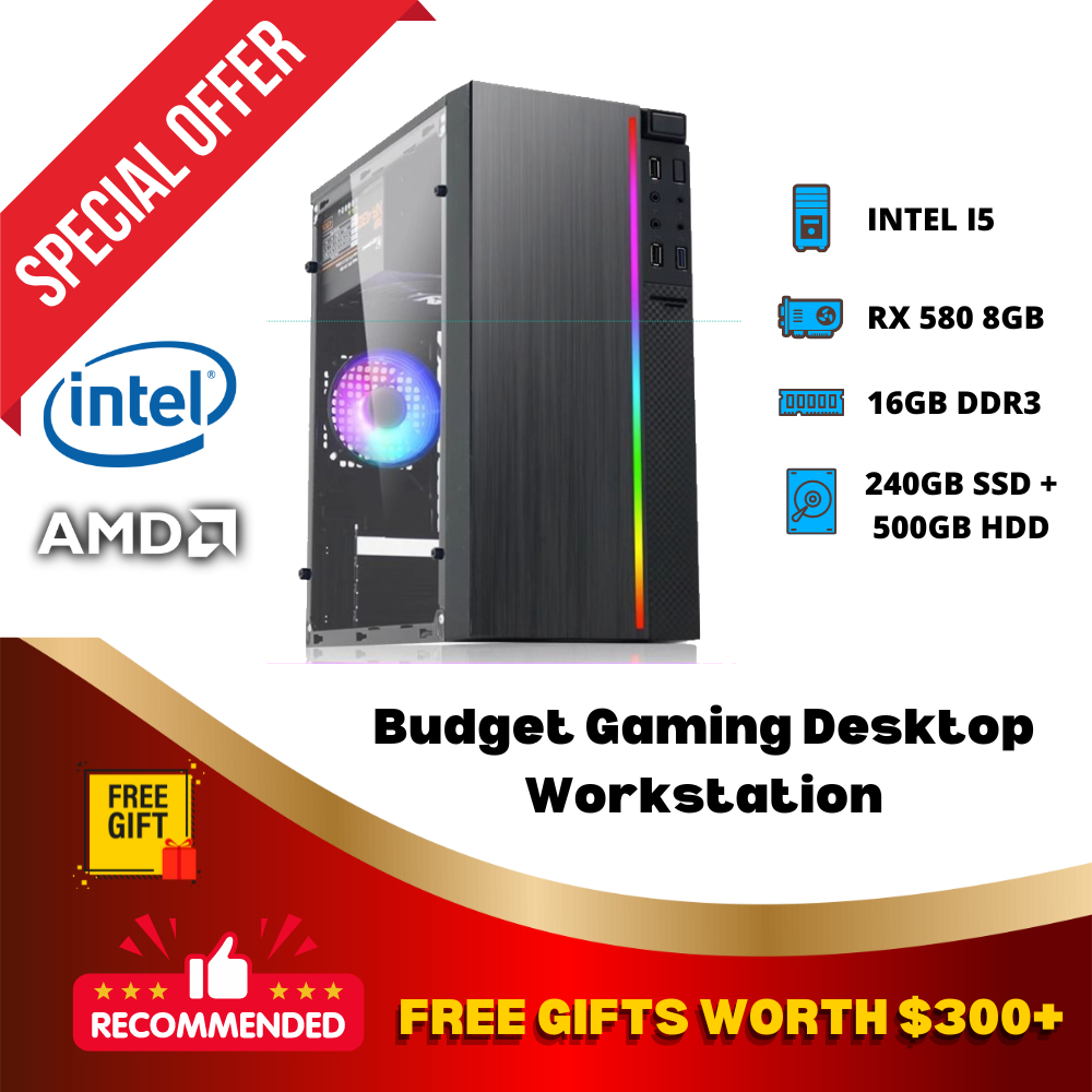 Cheap Budget i5 Gaming Desktop Computer PC Overwatch Valorant Dota2 Gaming RX580 AMD Graphic Nvidia Diablo Genshin RPG