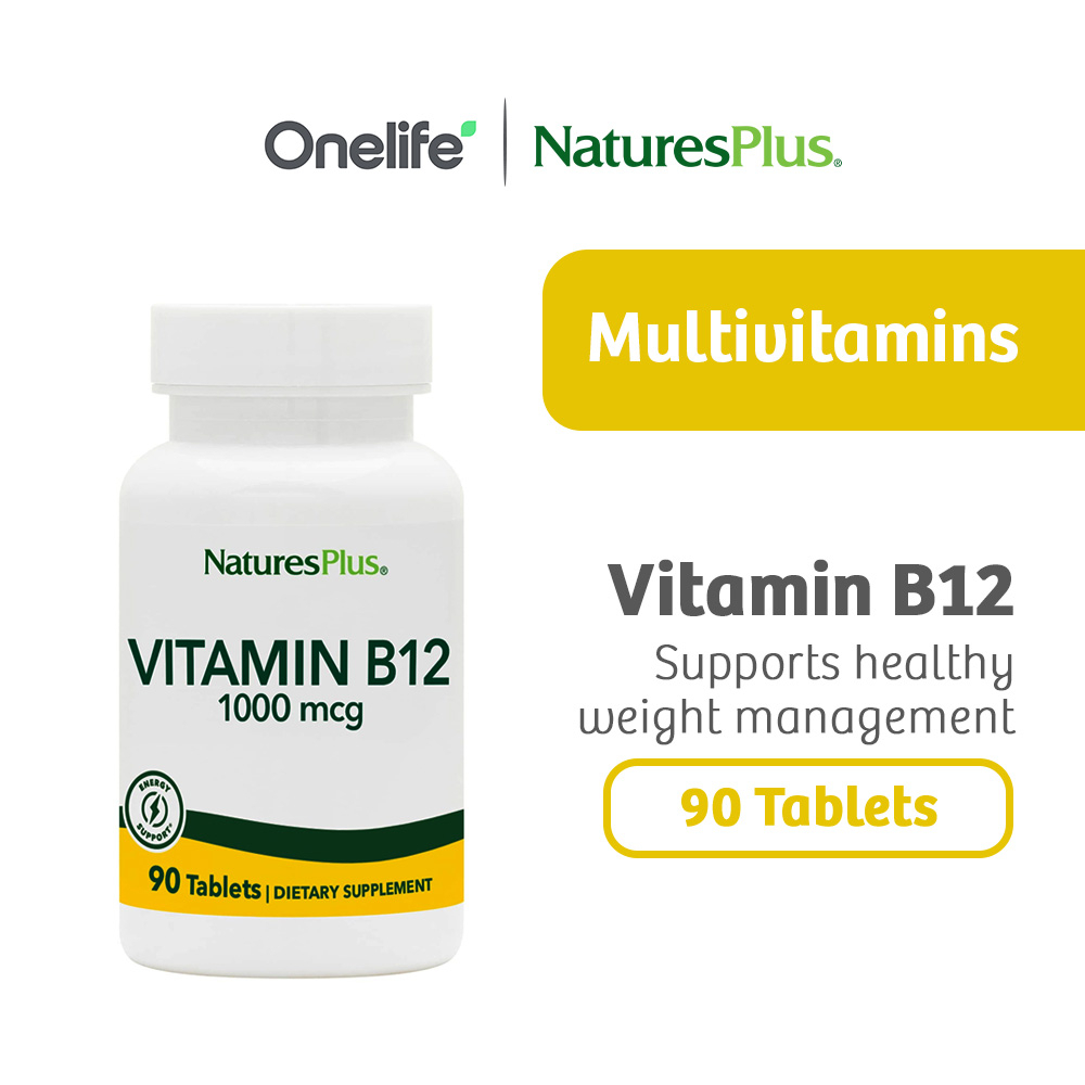 Natures Plus Vitamin B12 (Methylcobalamin) 500 mcg 90 Tablets For Brain Health, Nerve and
