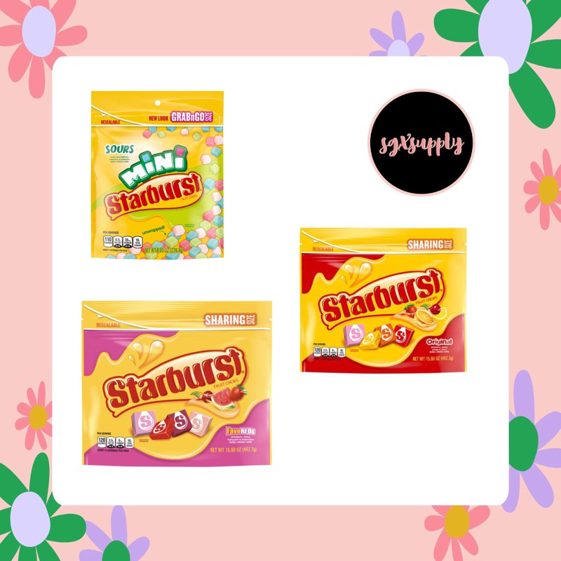 STARBURST Original Mini Fruit Chews Candy, Grab n Go Size Resealable Bag, 8  oz