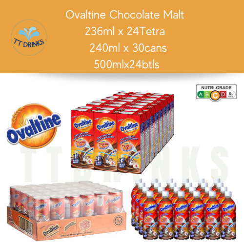 Ovaltine Chocolate Malt Tetra 236ml x 24 packets / Cans 240ml x 30 cans ...