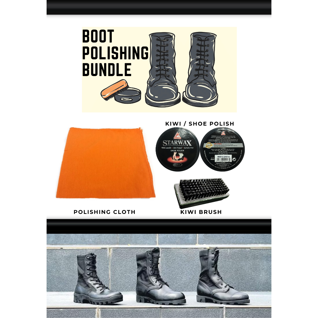 Army SAF Boot Polishing Bundle (Kiwi Brush, Kiwi/Shoe Polish and