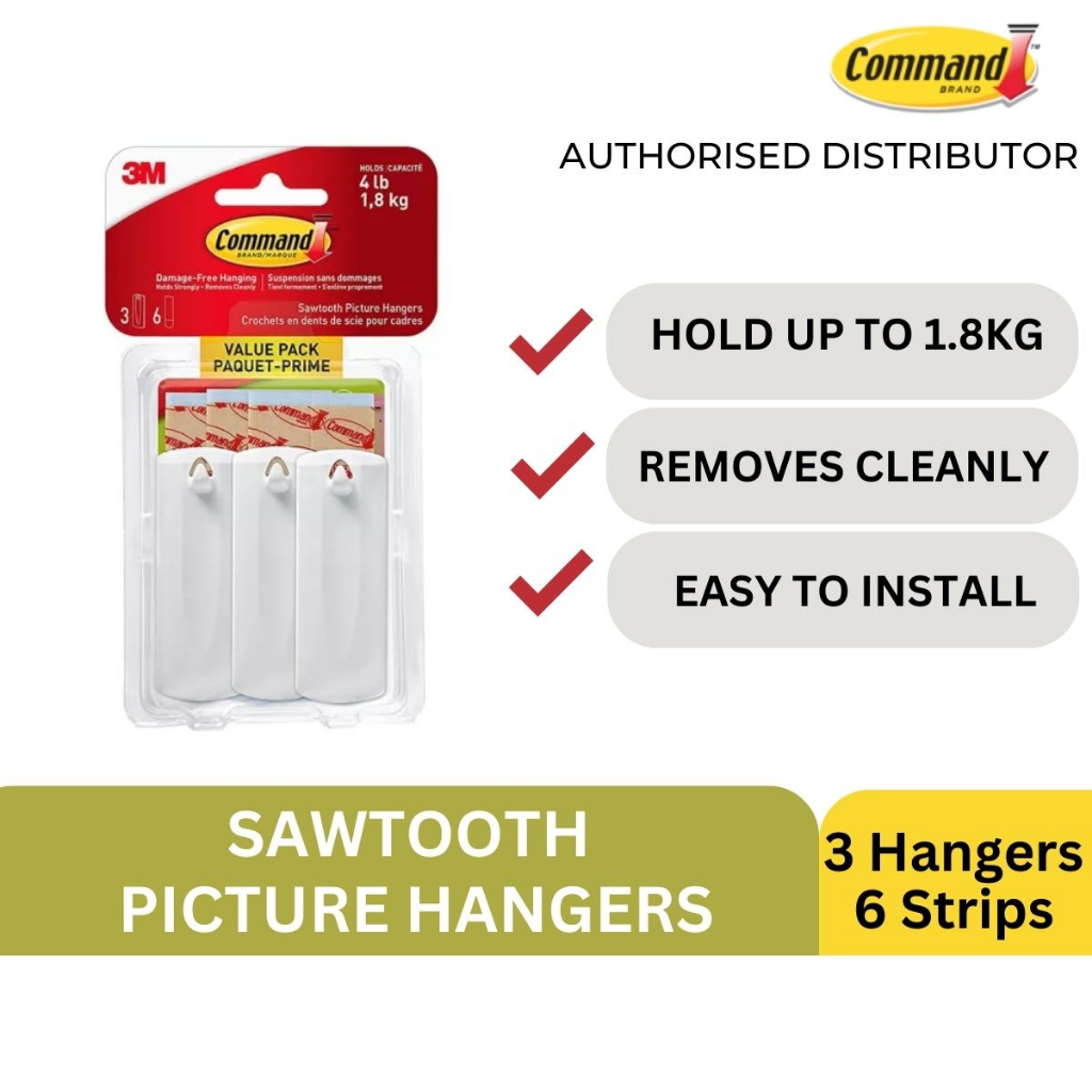 3M Command Sawtooth Picture Hanging Hooks Value Pack 17042VP Shopee