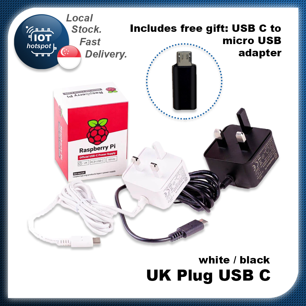 Raspberry Pi PSU Power Supply USB C micro USB USBC micoUSB White Black