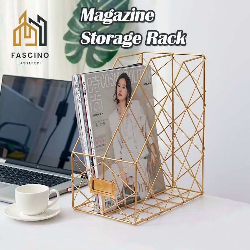 【SG】Metal File Storage Rack Wrought Iron Magazine Holder Bookshelf