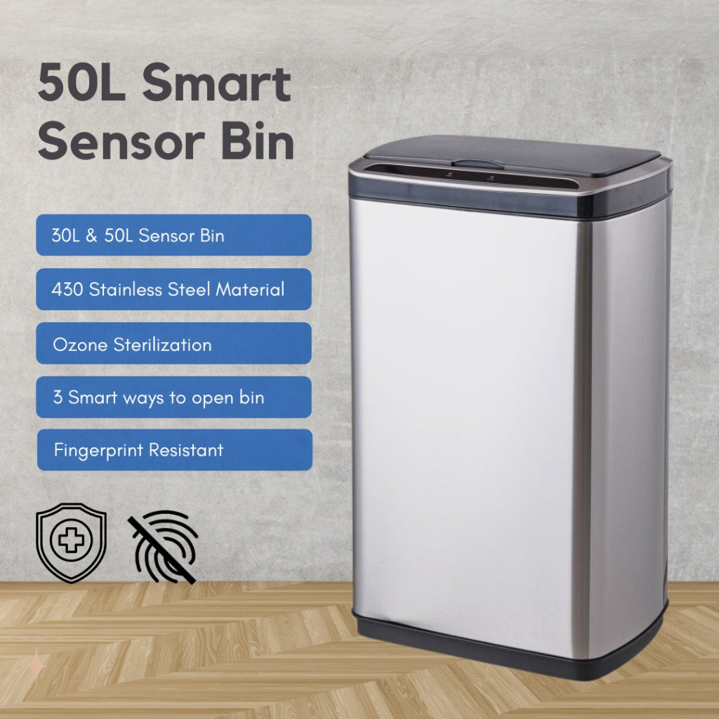 Yubin Stainless Steel Smart Sensor Kitchen Waste Bin 50L By   Sg 11134207 7qvef Lfotdhmse17097