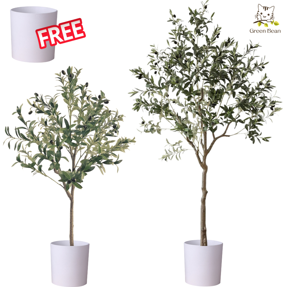 Artificial Olive Tree Tall Fake Potted Olive Silk Tree with White Pot