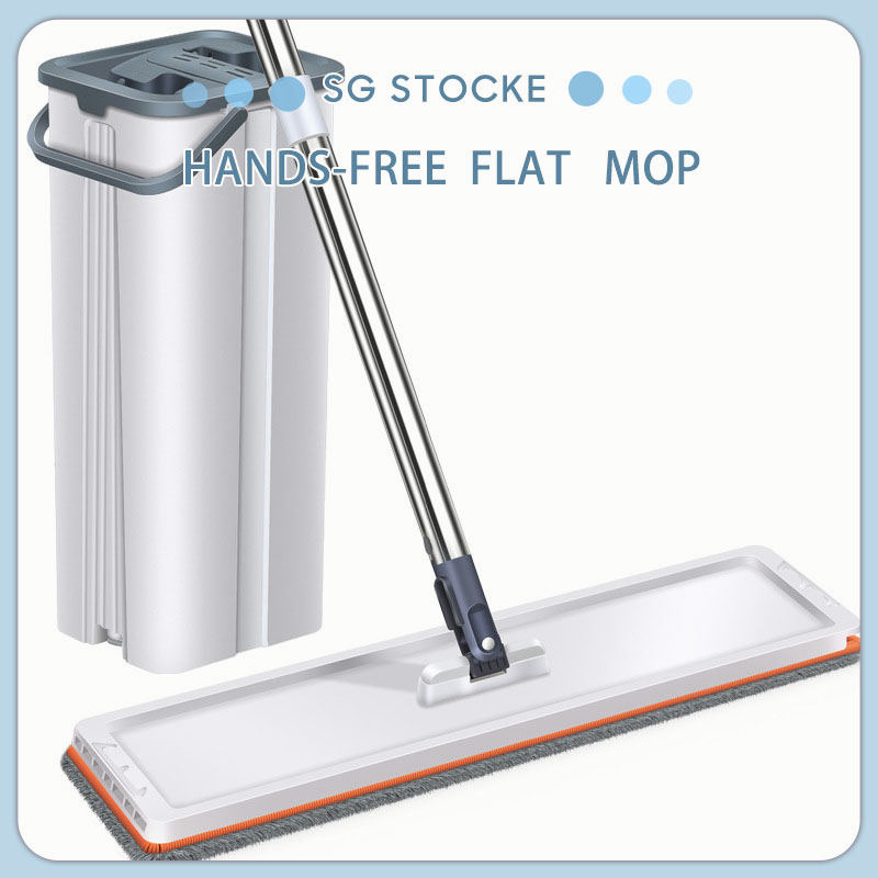 🔥SG Ready Stock🔥 Handsfree Self Cleaning Magic Flat Mop Portable Hands