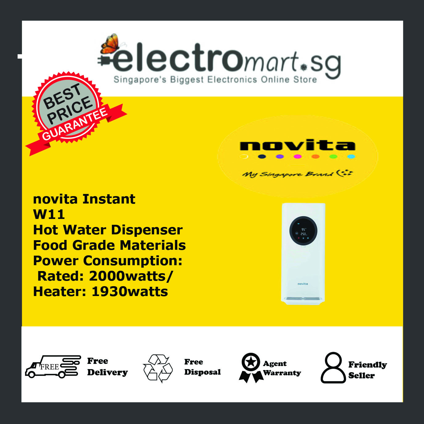 NOVITA W11 WHITE INSTANT HOT WATER DISPENSER Shopee Singapore