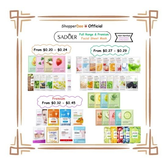 [Instore Cashback selected 0.18 0.22 !!!] SADOER Facial Sheet Mask
