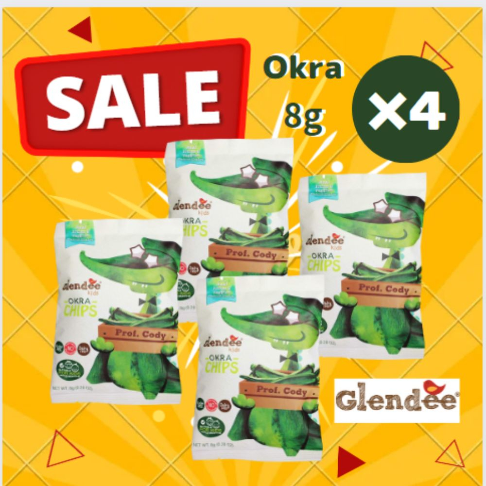 Glendee Kids OKRA CHIPS 4 x 8g Freeze Dried（ Big discount due to
