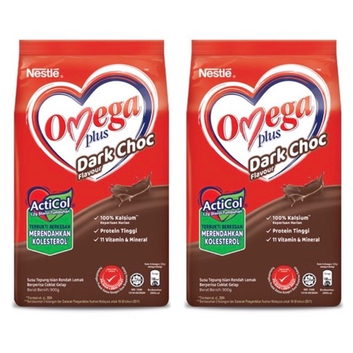 [Bundle of 2] NESTLE OMEGA PLUS DARK CHOC MILK POWDER – 900g | Shopee ...