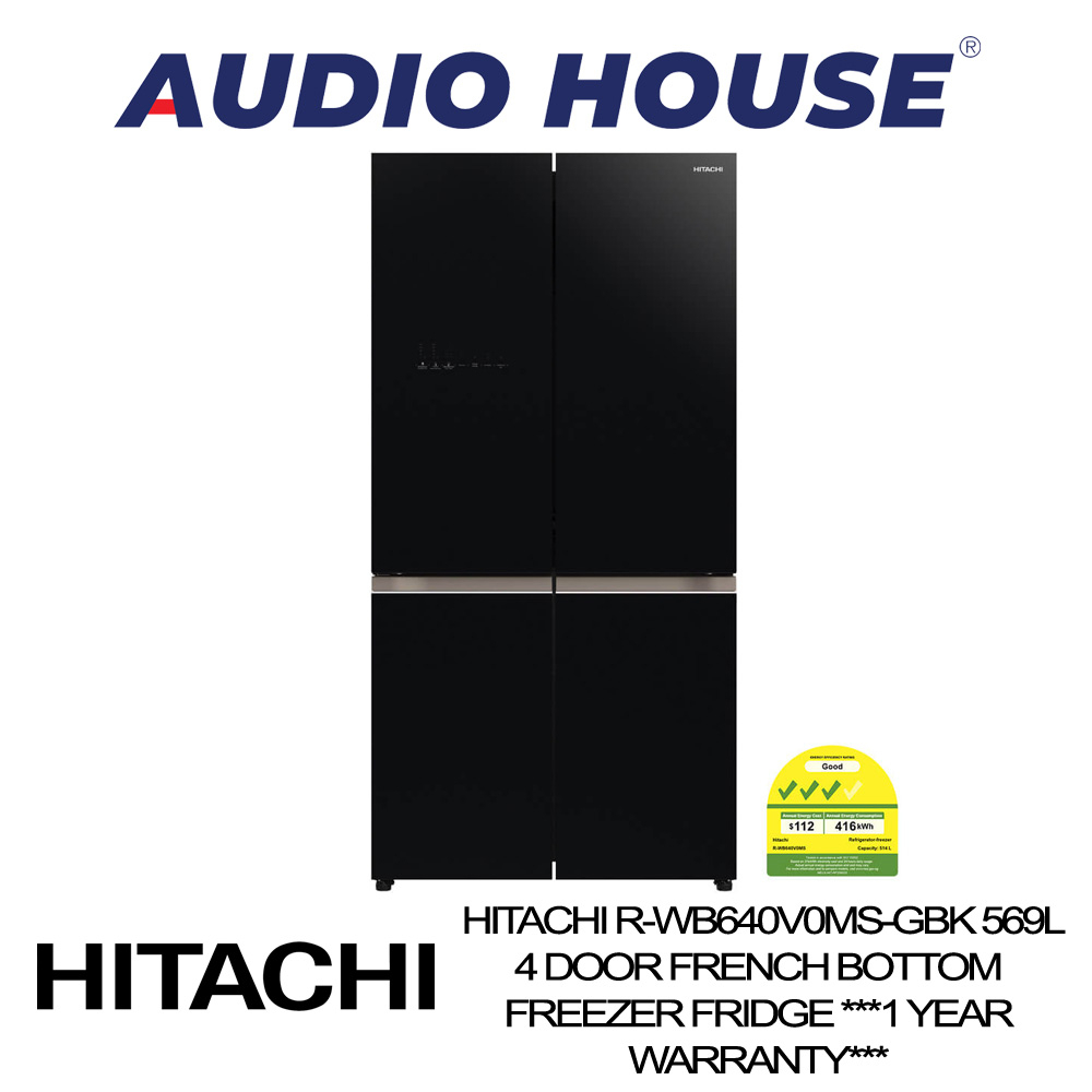 HITACHI RWB640V0MSGBK 569L 4 DOOR FRENCH BOTTOM FREEZER FRIDGE ***1