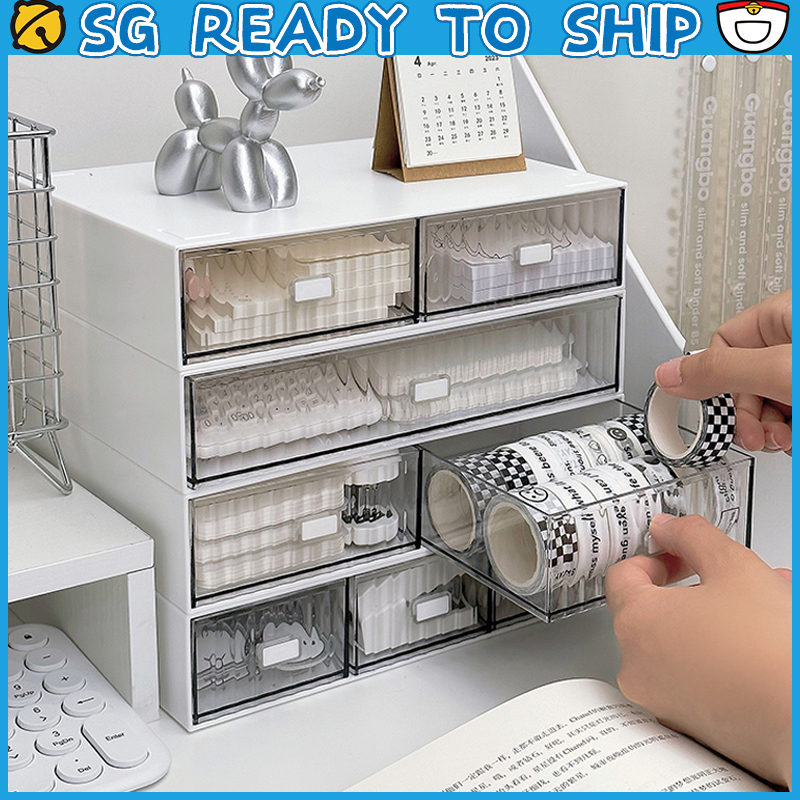Desktop Organiser Stackable Drawer Storage Box Plastic Storage Box
