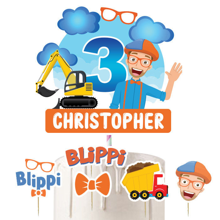 [SG SELLER] Custom Blippi Cake Topper, Mini Cupcake Topper, Birthday