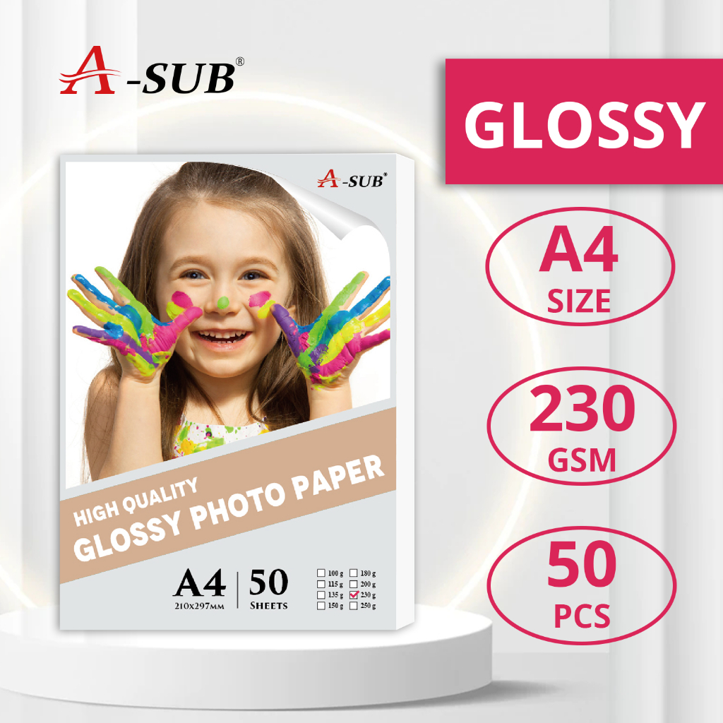 【Glossy 230gsm】ASUB Glossy Photo Paper 230gsm 50sheets Photograph