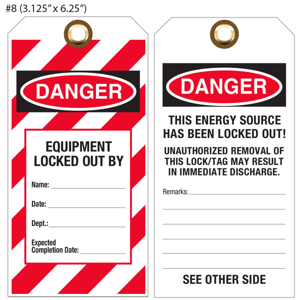 DANGER Do Not Operate Energy Source Lockout Tagout Tags with cable tie ...