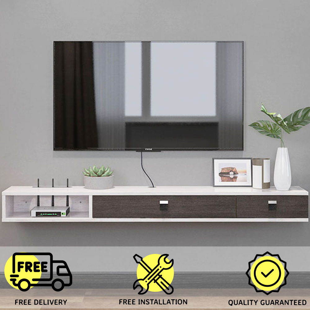 (SG SELLER) TWS 2 Tone Wall Mount TV Console with 2 Storage