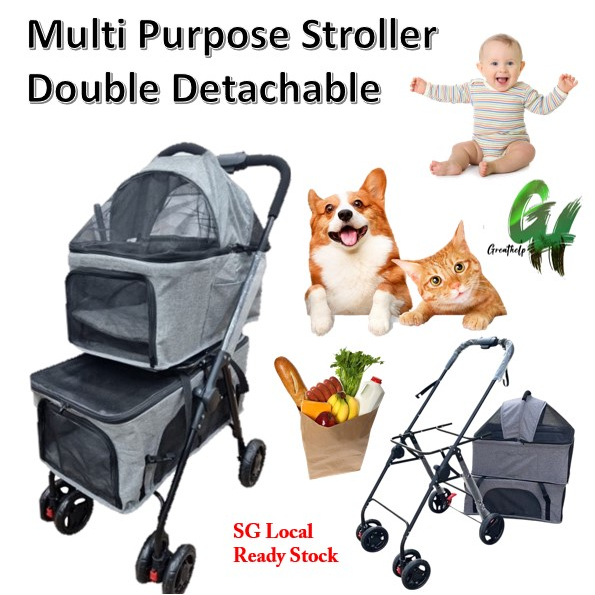 ⭐ DETACH CONVERT PET STROLLER ⭐ Pet Stroller Foldable Washable Dog Cat