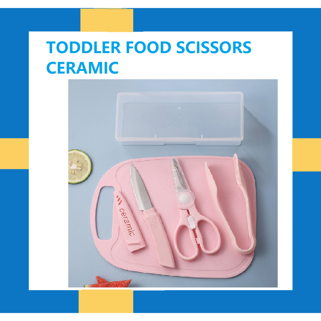 Ceramic Stainless Steel Food Scissors with Travel Case Toddler baby ...