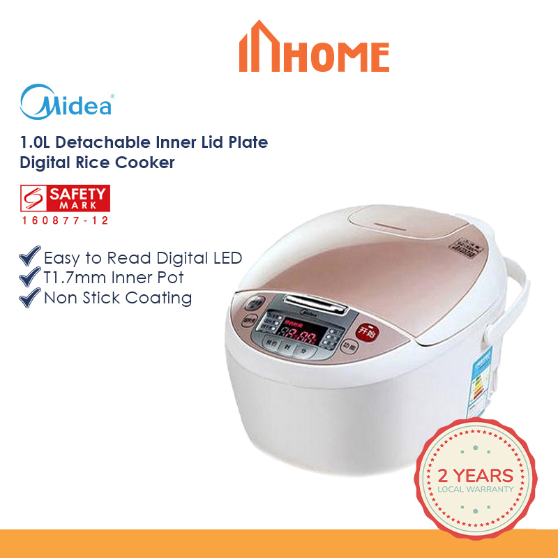 Midea MMR3018 Detachable Inner Lid Plate Digital Rice Cooker, 1.0L