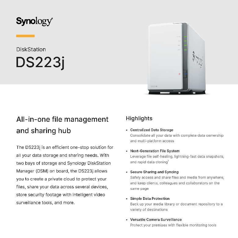 Synology DiskStation DS223j 2 BAY NAS | Shopee Singapore