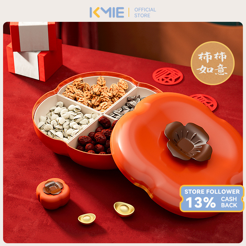 KMIE Snack Storage Box Dry Food Container Removable 4 Grid Dry Food ...