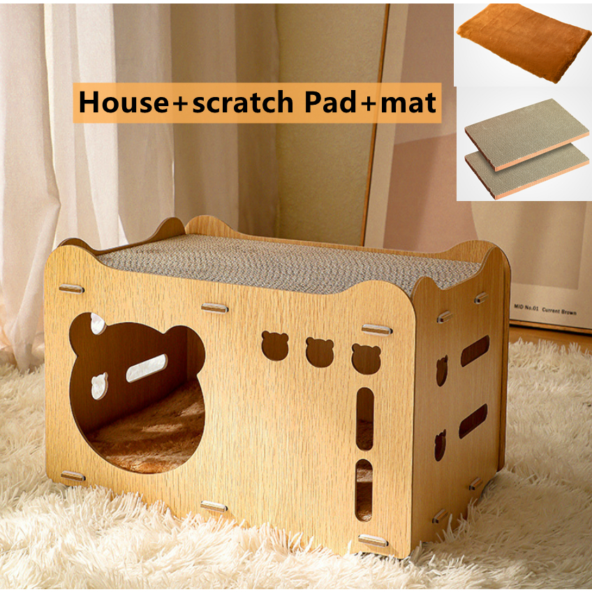 " Local Stock' Cardboard Cat House Stackable Wooden Cat House Cat