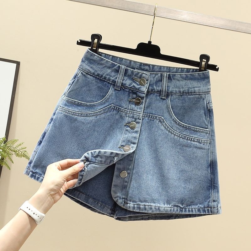 Button down jean skirt plus size sale