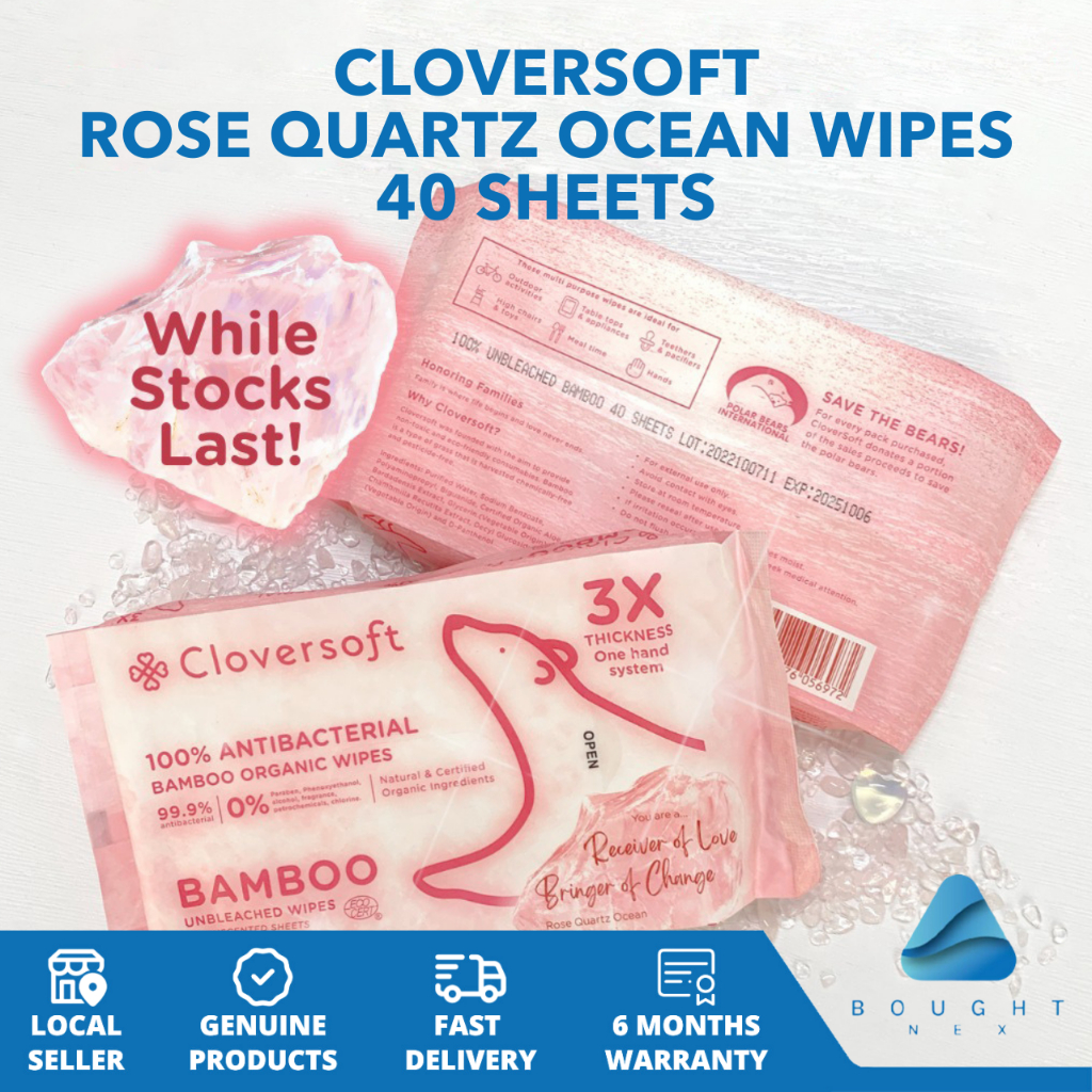 Cloversoft PlantBased Unbleached Bamboo Organic Antibacterial Wipes 40