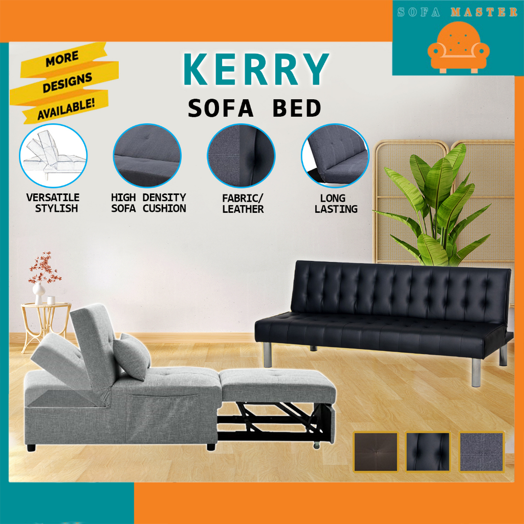 Sofa Master Kerry 1Seater/3Seater Fabric and Faux Leather Sofa Bed