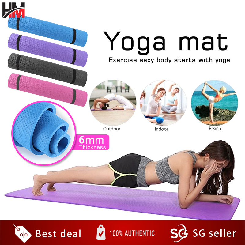 【Ready stock】Upgrade Yoga mat 6mm TPE ultra Soft elastic exercise mat ...