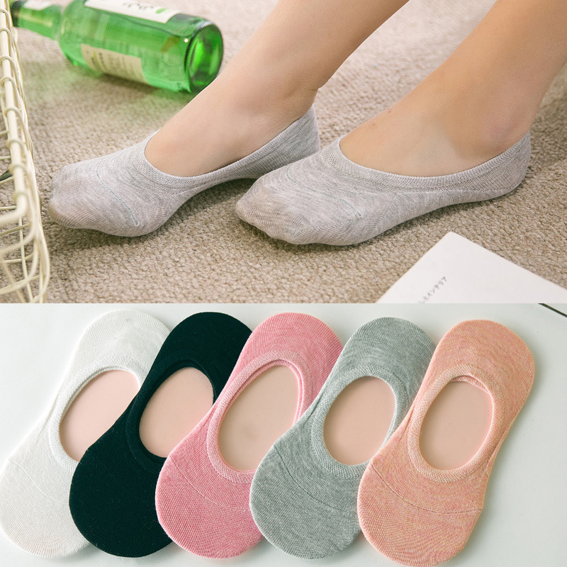 5 Pairs SG Stock] No Show Invisible Boat Low Cut Ankle Women Men Cotton  Short Non-slip White Grey Pink Socks Set Bundle