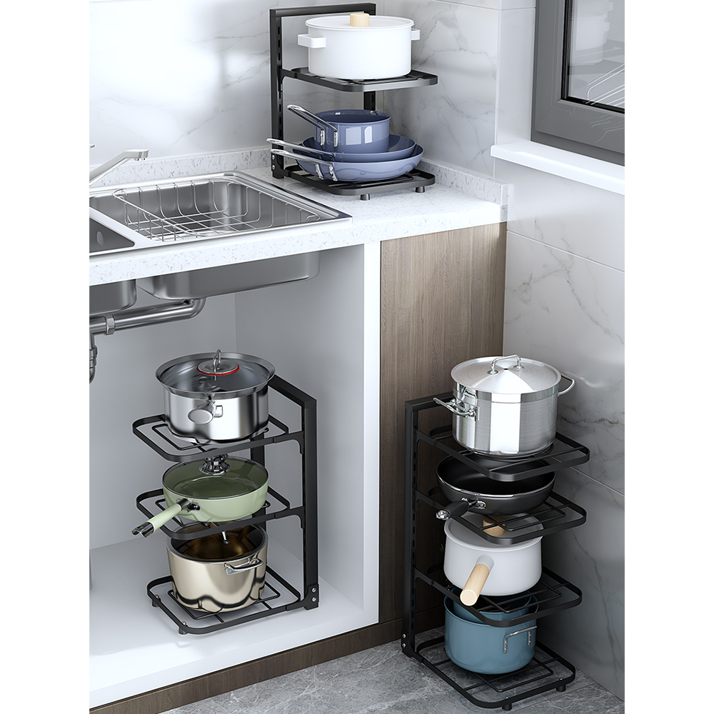 💖SG local stock💖Adjustable Pot Rack Kitchen Storage Rack Organiser ...