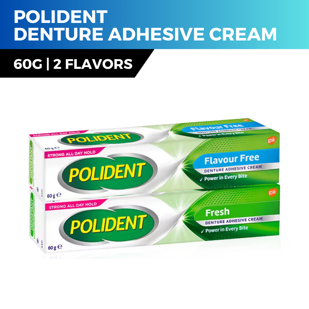 Polident Denture Adhesive Cream 60g Fresh Mint/Flavour Free Shopee Singapore