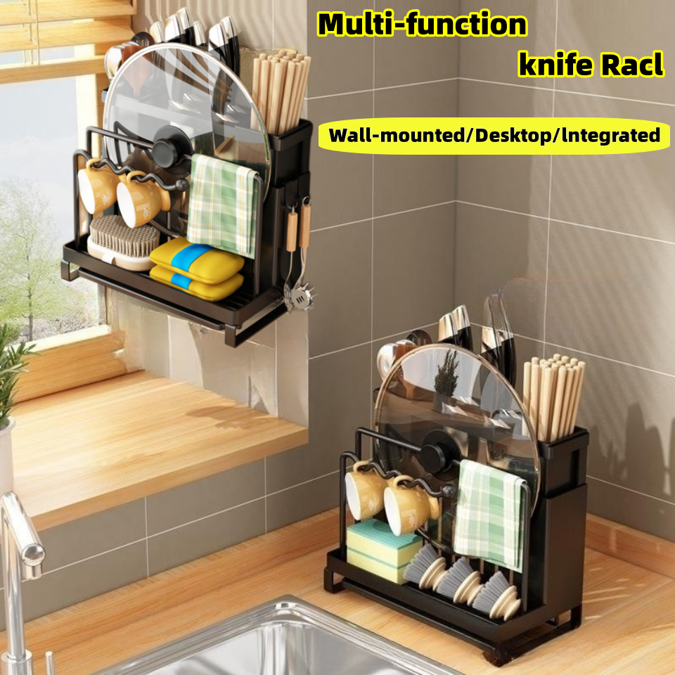 Wallmounted Desktop Knife Holder Plate Rack Chopstick Shelf Multi