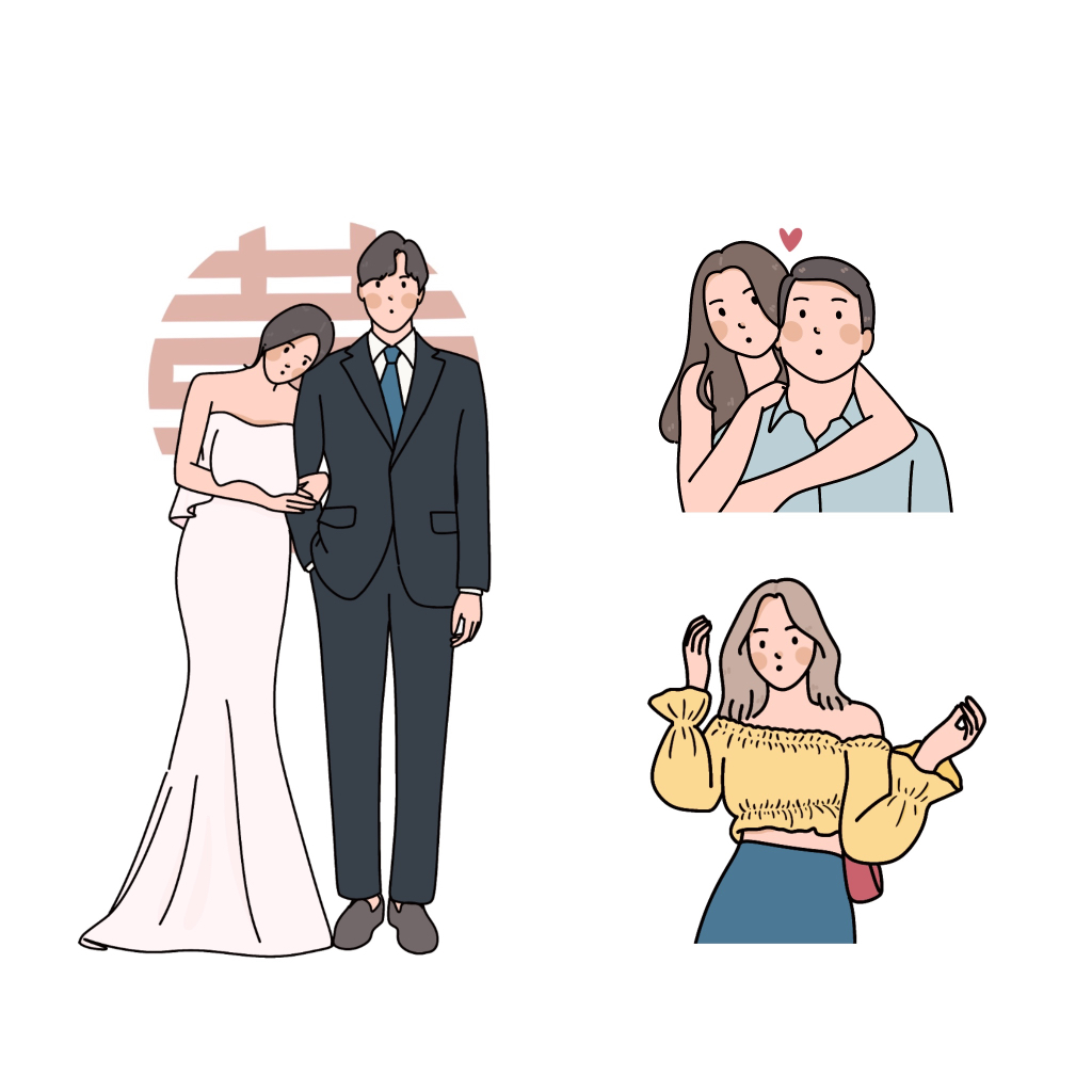 Customised cute digital illustration portrait art personalised wedding/couple gift/farewell