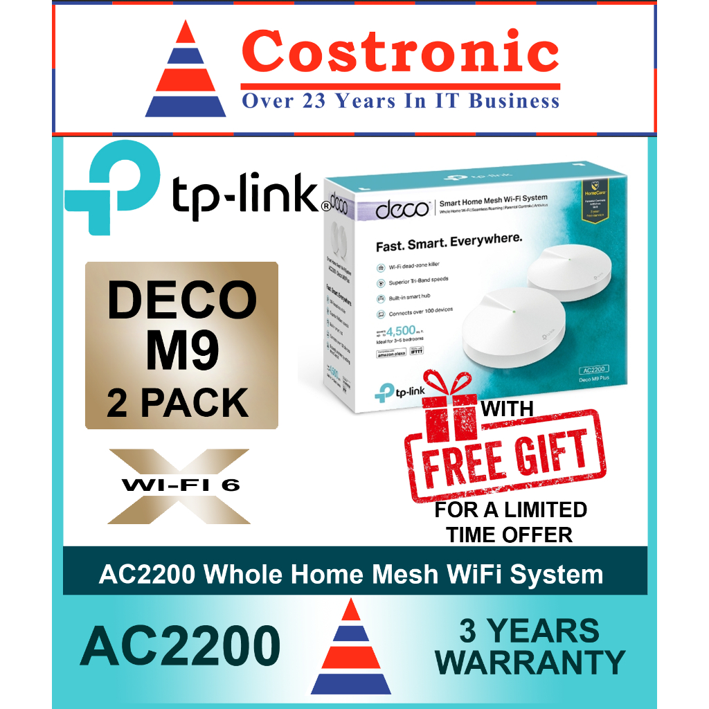新品未開封‼️TP−LINK DECO M9 PLUS 2-PACK Deco M9 Plus | AC2200 Smart Home Mesh WiFi System | TP-Link