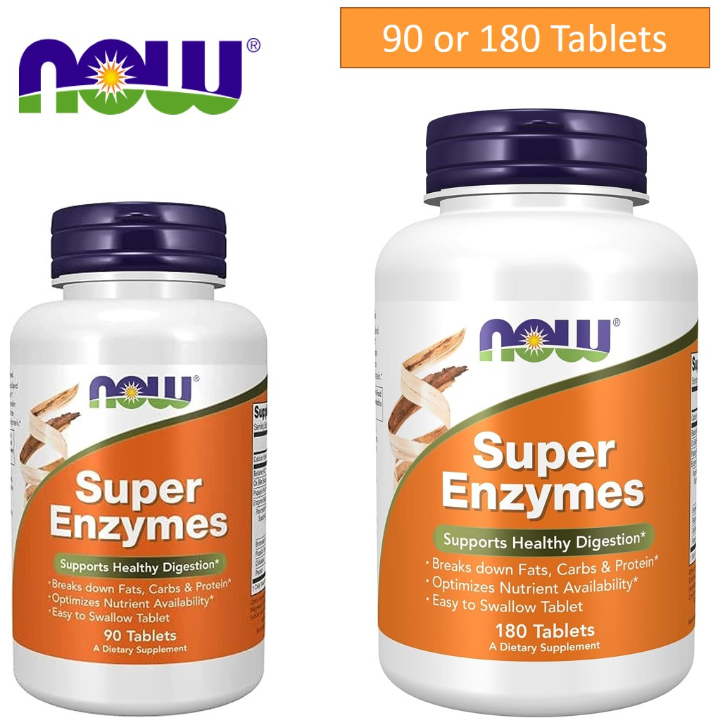 NOW Foods Super Enzymes 90 or 180 Tablets Formulated with Bromelain, Ox